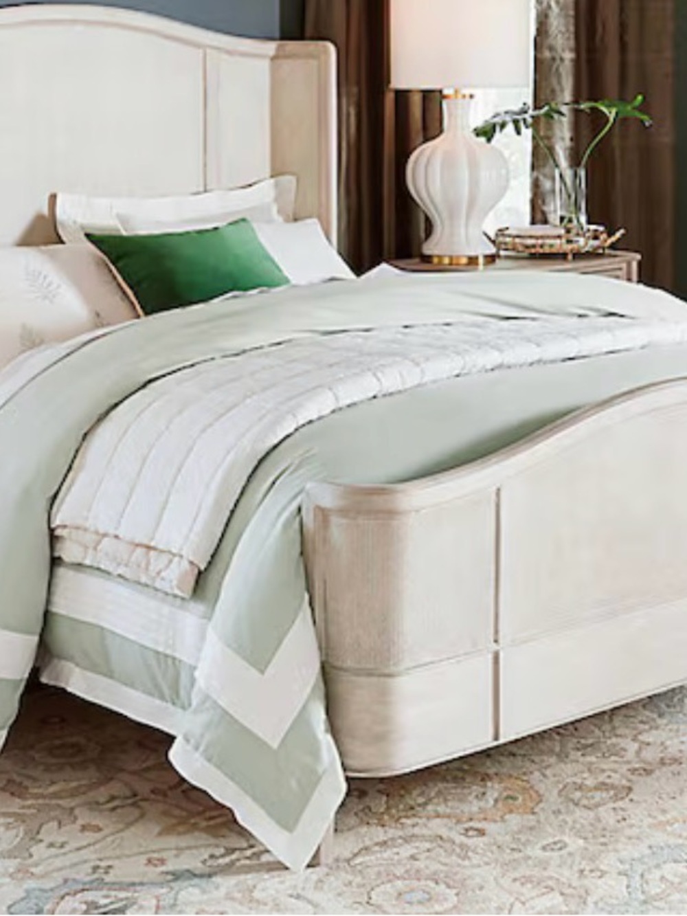 Sage Green and White Reversible Duvet Cover Set. Ballard Designs Sophia Duvet